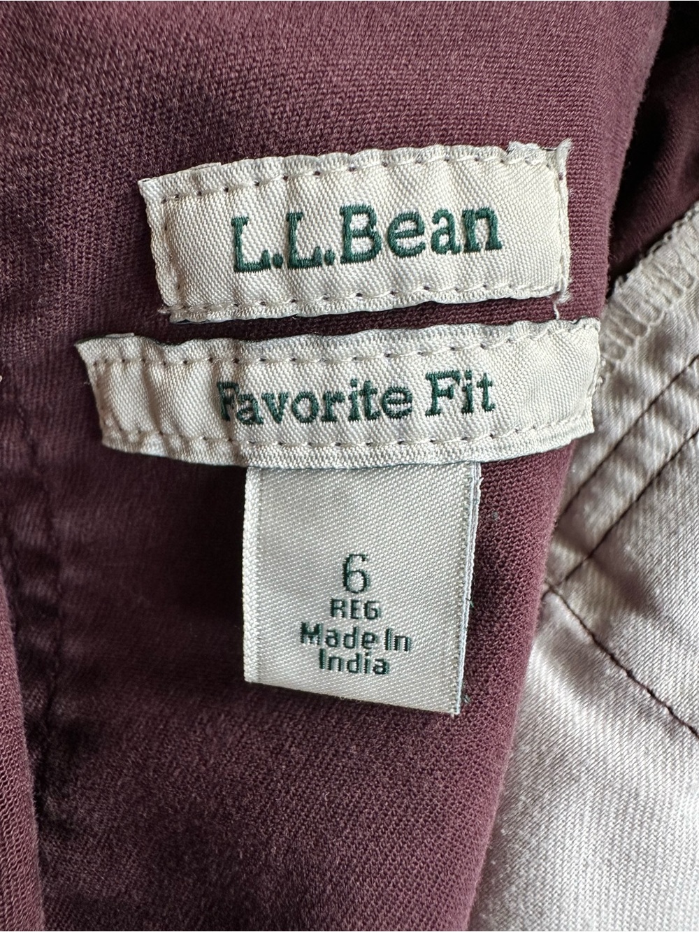 LL Bean Favorite Fit Roll Up Drawstring Cargo Pants in Plum Burgundy - Picture 5 of 10